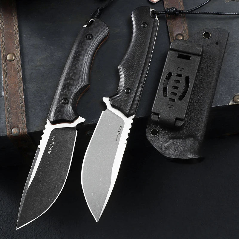 DC53 Steel Fixed-Blade Straight Knife, G10 Handle with K-Type Sheath, Outdoor, Camping, Hunting, Multi-Purpose Knife, Convenient EDC Tool for Everyday Carry