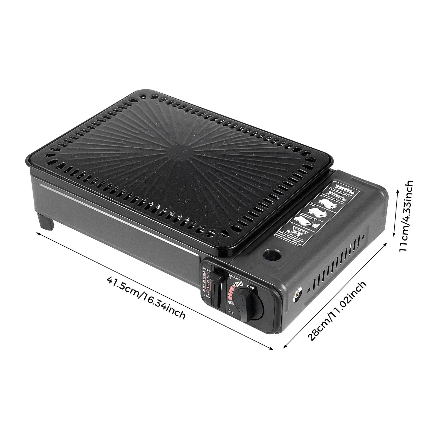 Portable Camping Grill Gas Stove, Butane Gas Burning Grill, Barbecue Grill Cooker for Ooutdoor Grilled Meat, Vegetables