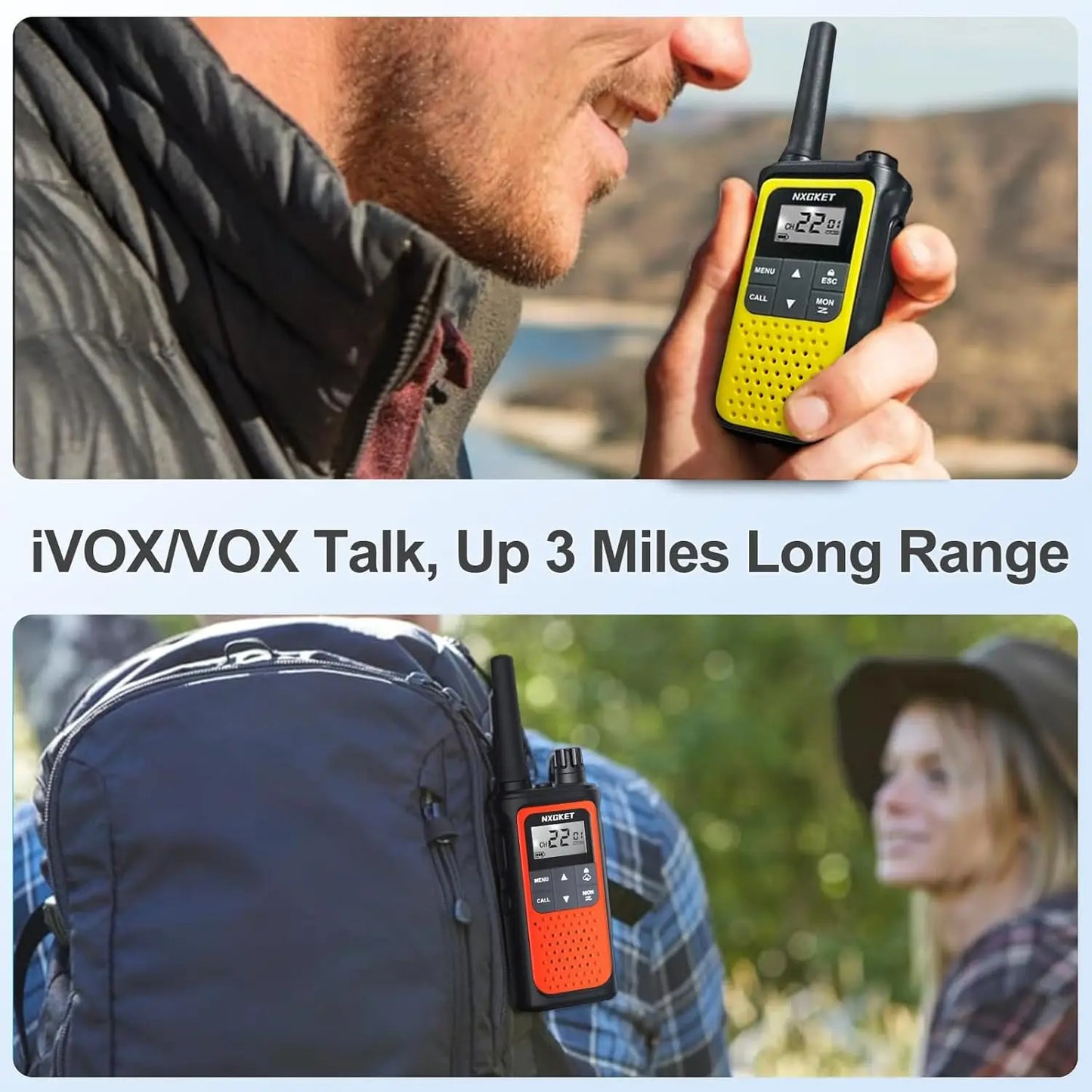 Long Range Rechargeable Walkie Talkies 4 Pack with NOAA Weather Alerts, 22 Channels for Outdoor Camping Cruises