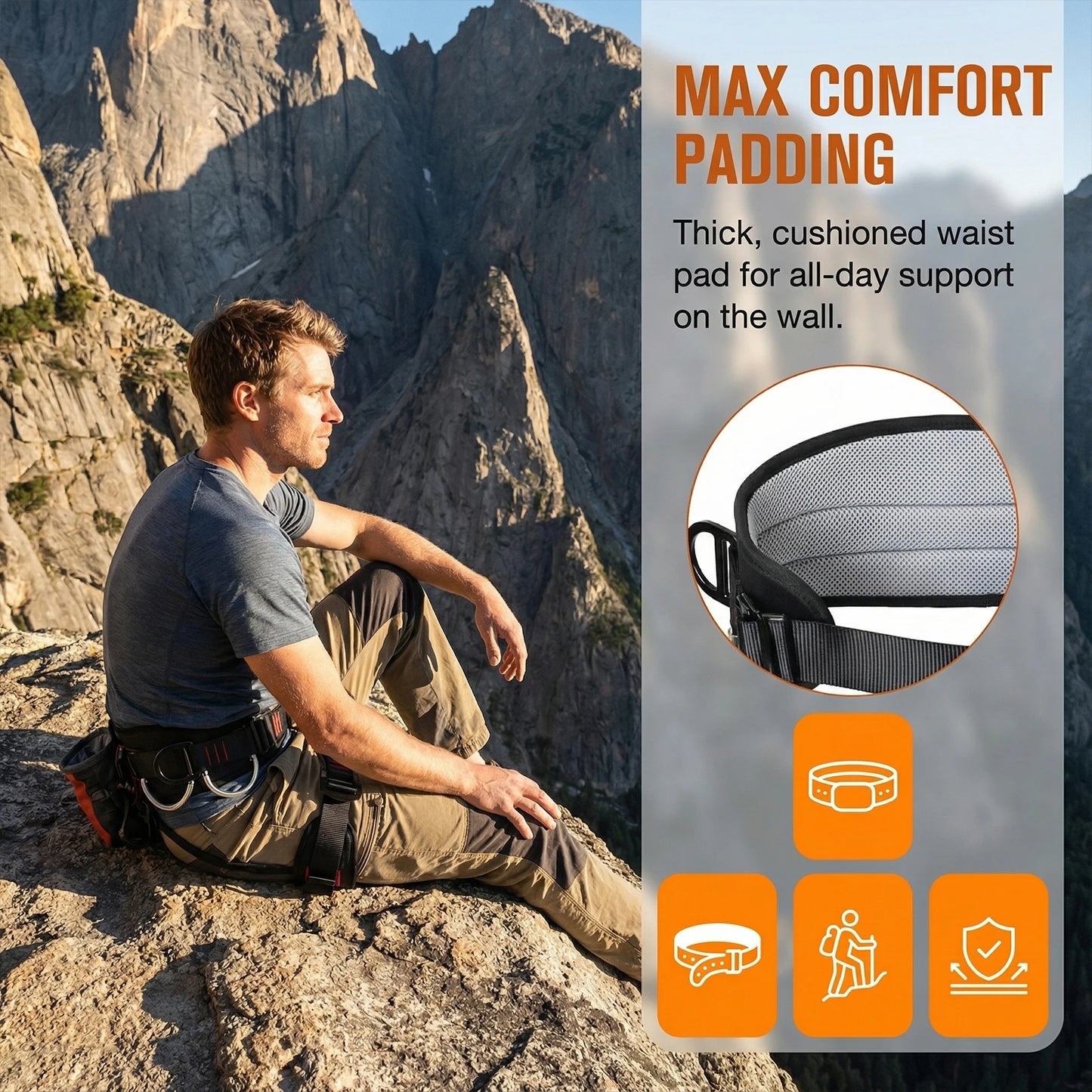 Adjustable Safety Belt Harness for Women and Men Half Body Safety Belt for Roofing Fire Rescuing Rock Climbing Tree Climb