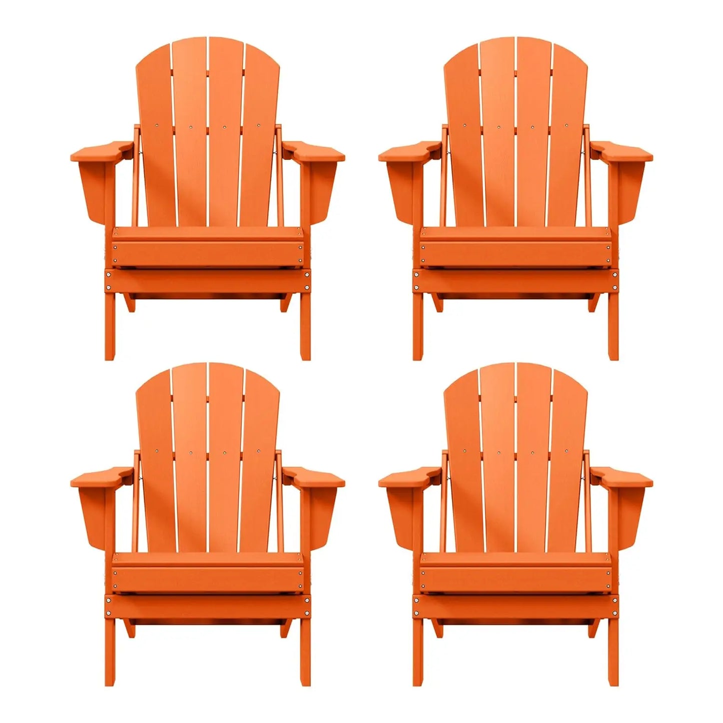 Outdoor Folding Poly Adirondack Chair (Set of 4), Orange, Customized