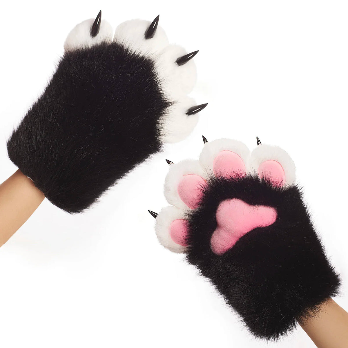 Furry Cat Gloves With Claws Cosplay Therian Fursuit Paws Costume Accessories