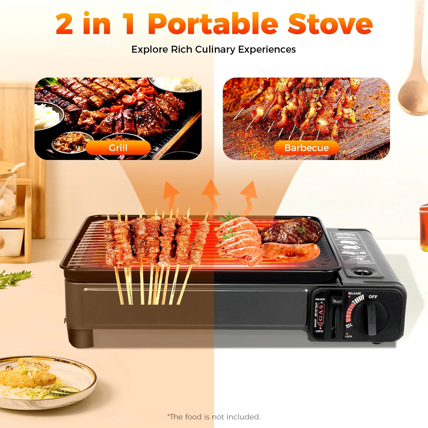 BYMAOCAR Butane Grill with Grill Net Stove Portable Camping Grill Gas Stove for Camping Traveling Trekking