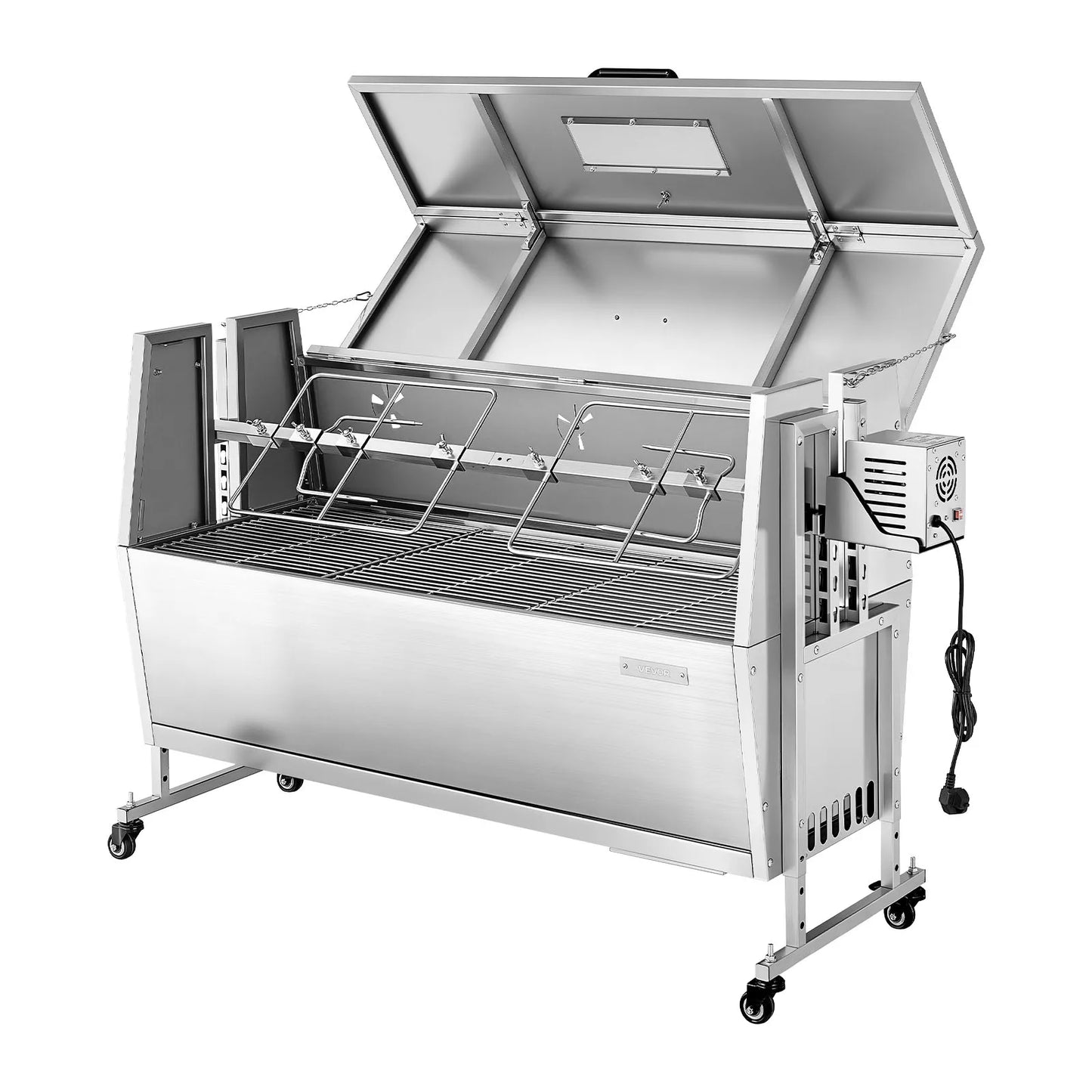 SucceBuy 46/52inch Rotisserie Grill Stainless Steel Rotisserie Grill Kit BBQ Outdoor Pig & Lamb Spit Roaster Charcoal Spit Roast