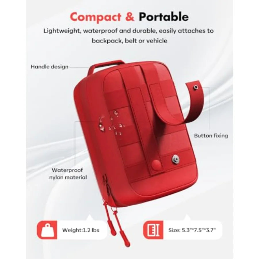 121 Pcs First Aid Kit for Car Home and Travel - Emergency Survival Kit with Zip Stitch Wound Closure and Molle Pack Pock