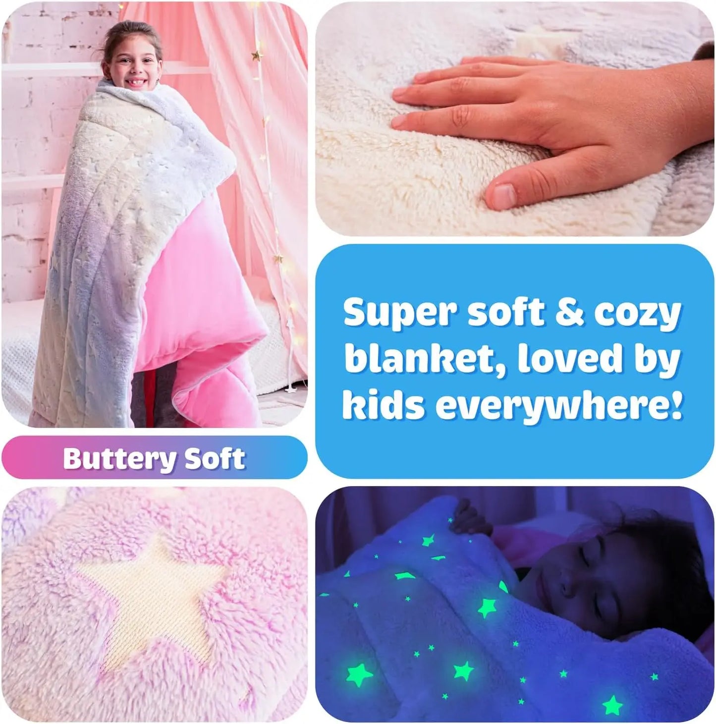 Glow-in-the-Dark Kids Sleeping Bag for Boys & Girls Ages 3+ - Large with Pillow Pocket, Extra Soft Toddler Blanket (66 x 33 Inches)