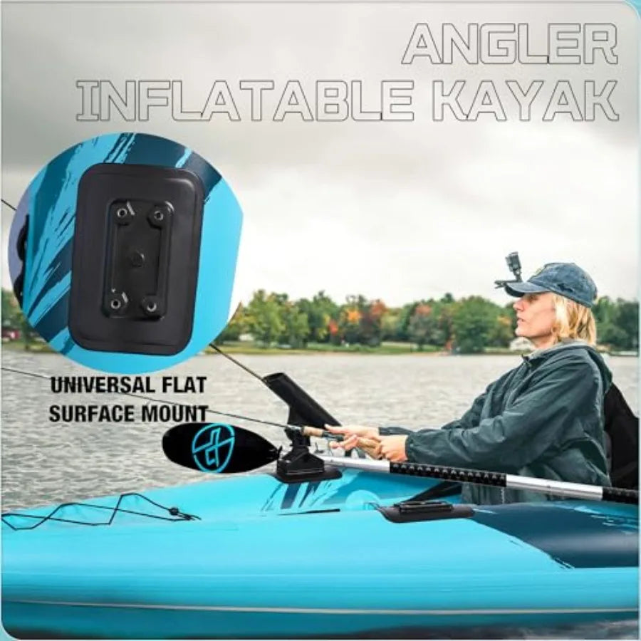 11'14'6 Inflatable Kayak with Drop Stitch Floor in Blue and Gray Includes Kayak Seat with Thickened Cushion Paddle Fin Repair Kit