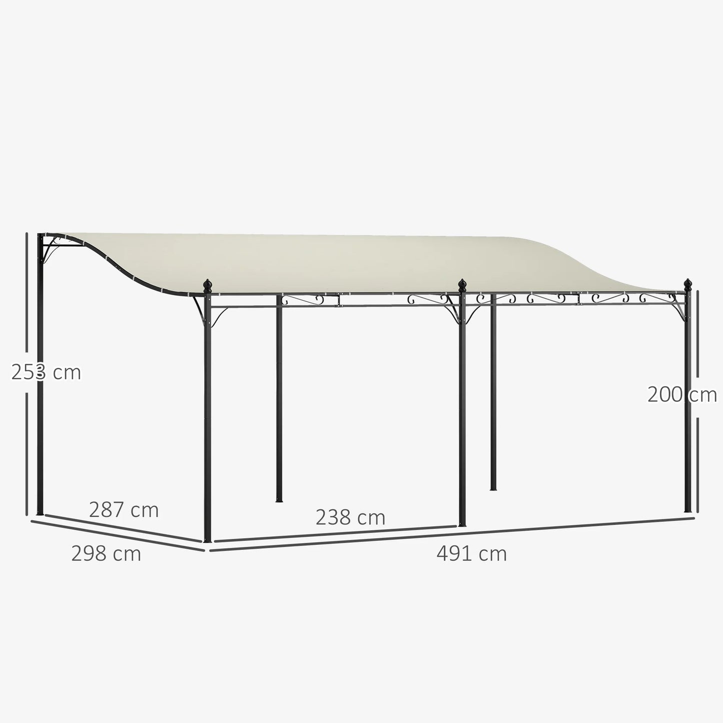 10' X 16' Outdoor Pergola Canopy, Metal Patio Canopy, Cream White