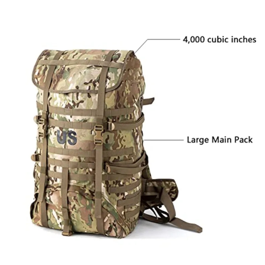 Military MOLLE 2 Large Rucksack with Frame Army Tactical Backpack for Outdoor Survival Black Nylon Durable Load-Bearing Design