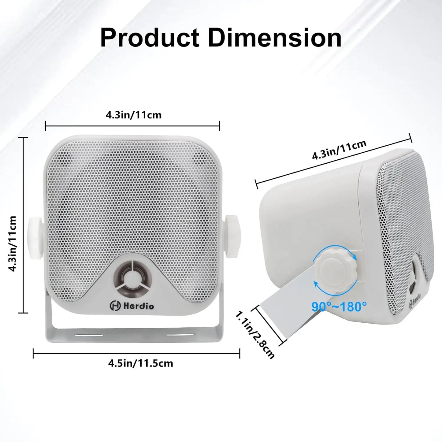 Herdio 4 Inch Heavy Duty Waterproof Boat Marine Box Outdoor Speakers Surface Mounted For Skid Steer ATV UTV RZR Golf Cart 2Pcs