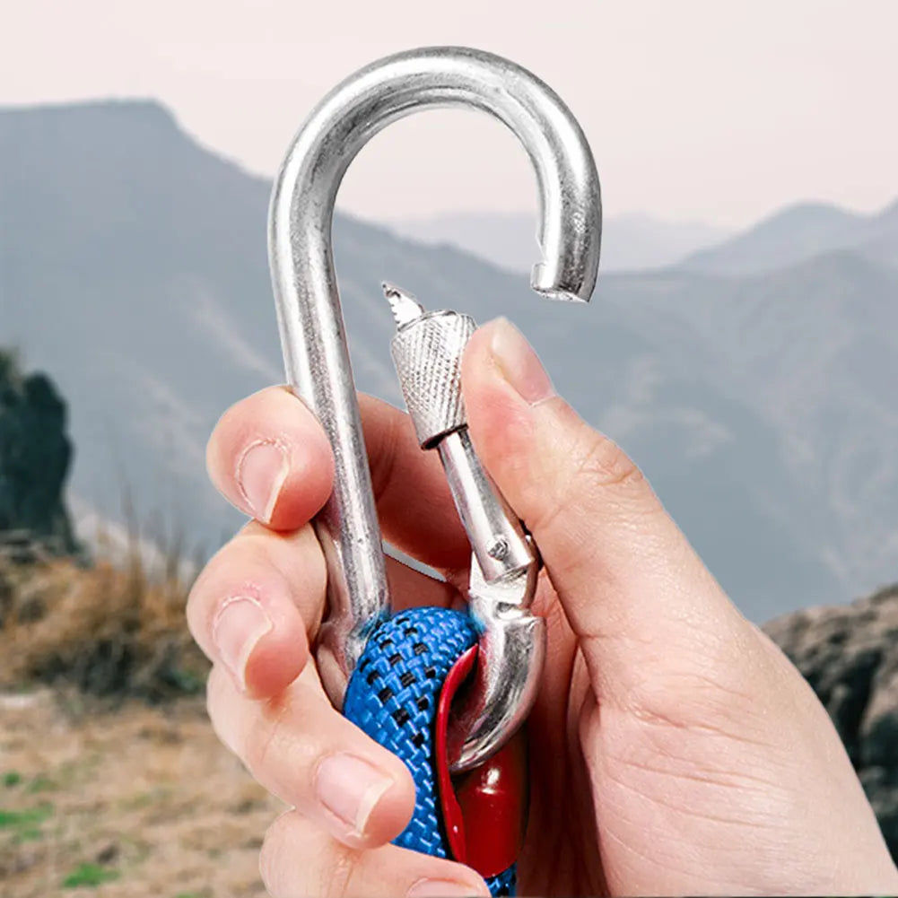 10mm Rock Climbing Rope with 2 Hooks Outdoor Static Rapelling Rope 10m/20m/30m Mountaineering Rope for Outdoor Sports
