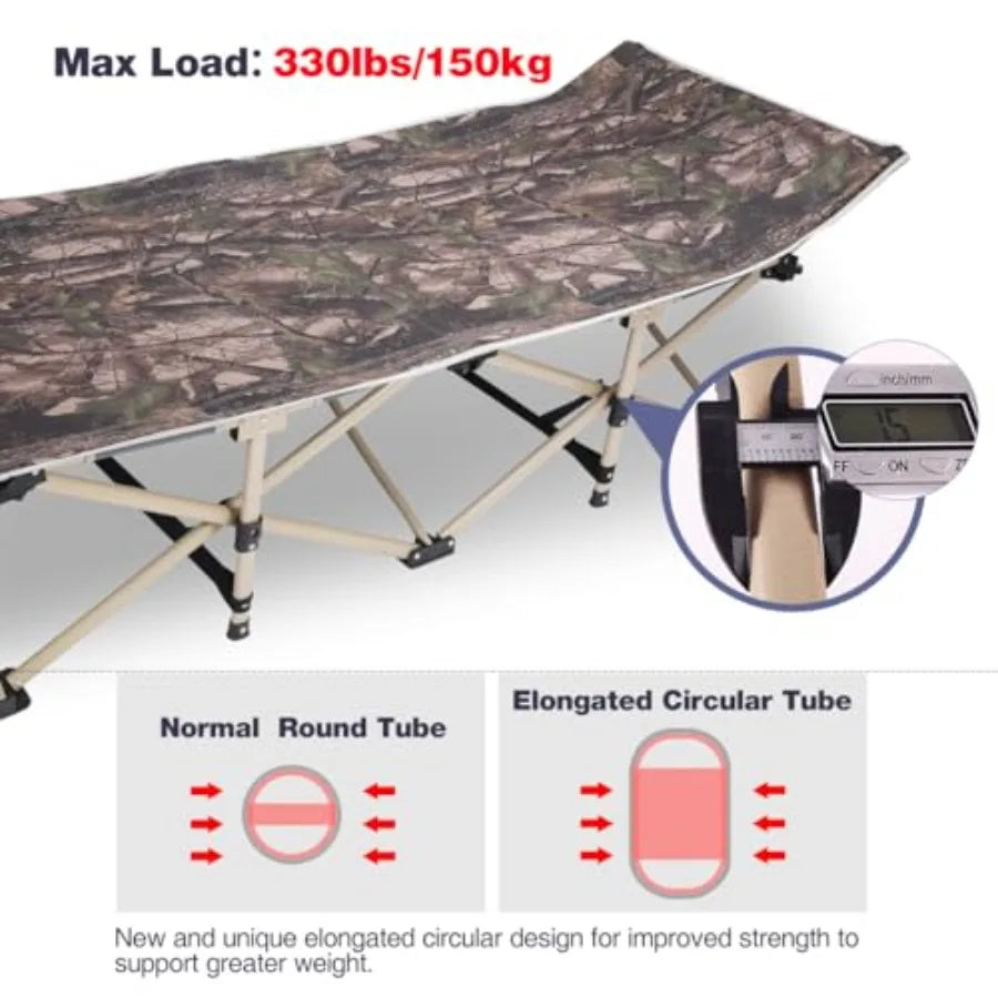 2-Pack Folding Camping Cots for Adults with Mattress Pad Heavy Duty Sleeping Cots Soft Comfortable for Outdoor Camping Indoor