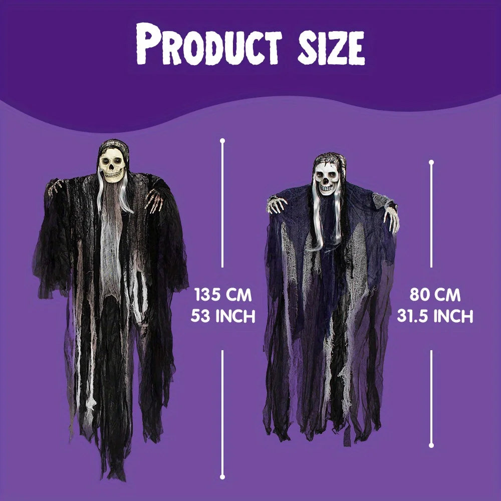3 Pack Hanging Halloween Skeleton Ghosts Decorations, Grim Reapers for Best Halloween Outdoor Decorations