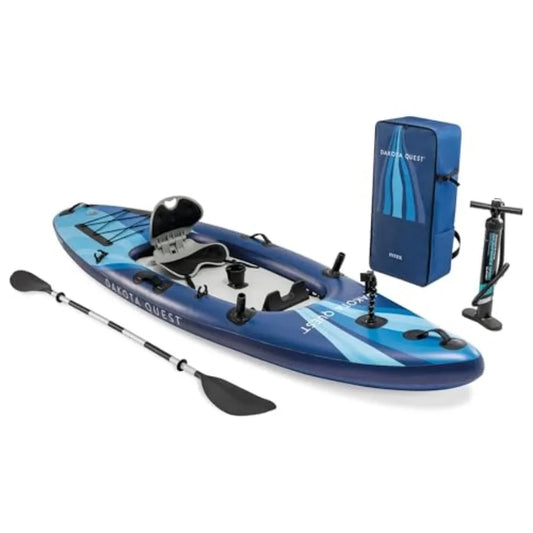 Sit-On-Top Inflatable Kayak Outdoor Recreational Fishing Kayak with Durable PVC Material in Blue for Easy
