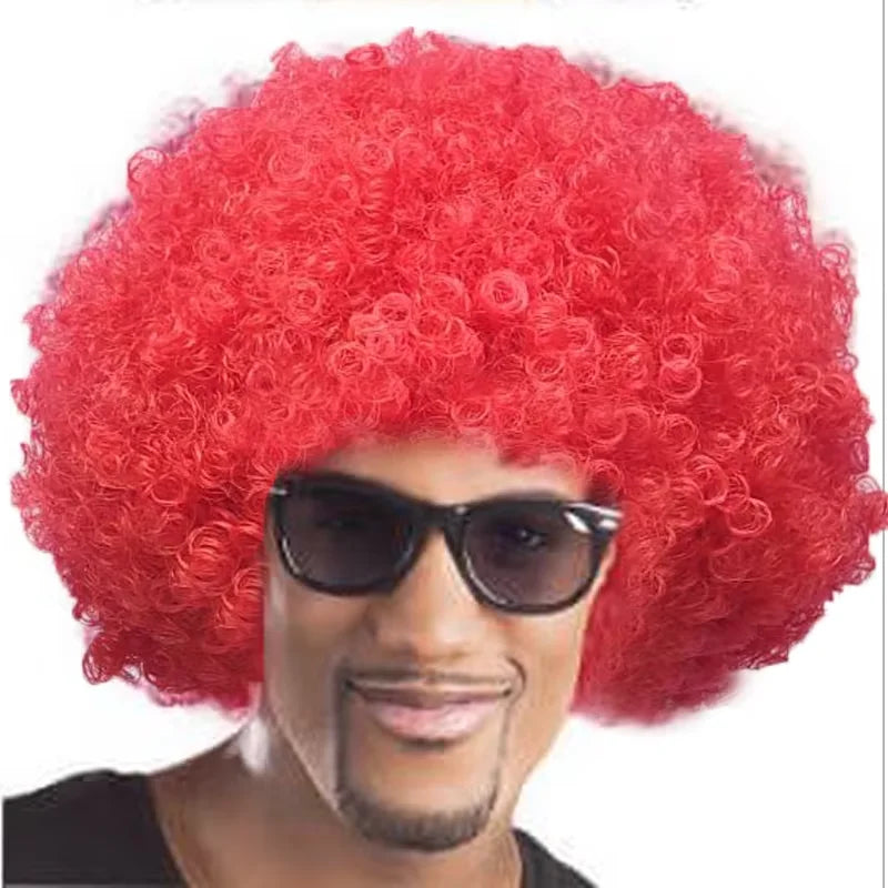 Colorful Rainbow Synthetic Curly Afro Fluffy Wig Cosplay Party Halloween Clown Disco Costume Role Play