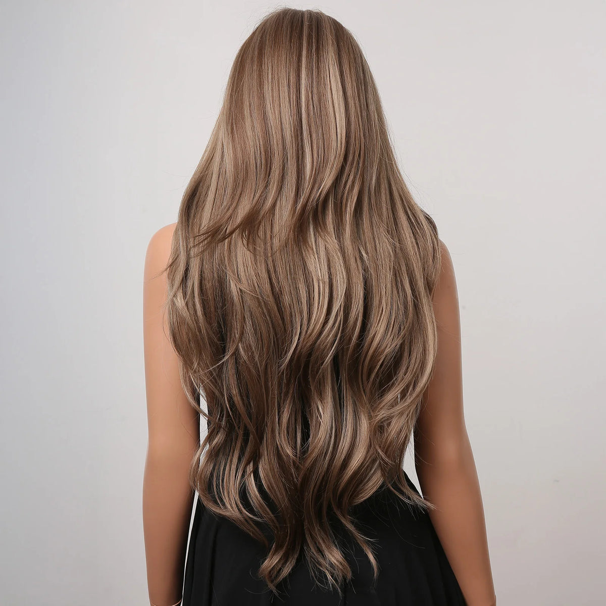 Halloween Wig TopShe Long Wave Wig with Bangs for Woman Brown Wig with Blonde Highlights Synthetic Wig Heat Resistant Loose Wave Daily Wear Natural Looking 28 Inch Ash Brown Layered Hair Soft Silky Natural Bio-Scalp Wigs