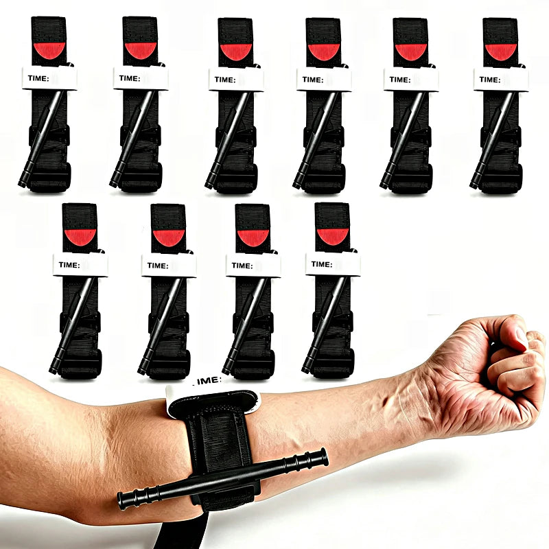 10Pcs/Set Tactical Tourniquet, 95cm Adjustable Buckle Emergency Medical Survival Tourniquet for Outdoor Exploration & First Aid
