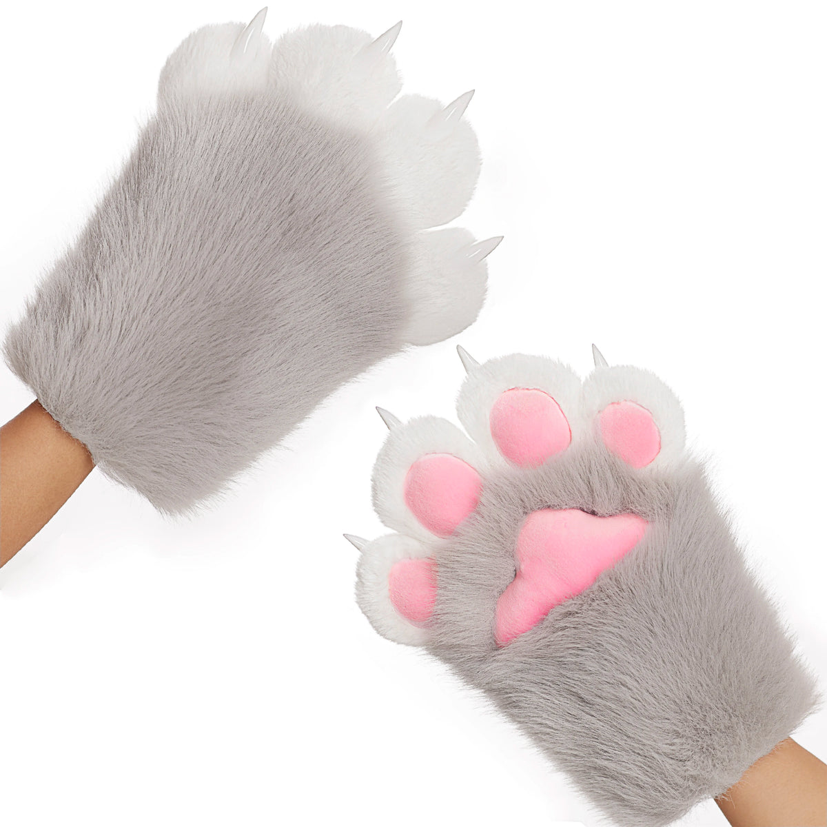 Furry Cat Gloves With Claws Cosplay Therian Fursuit Paws Costume Accessories