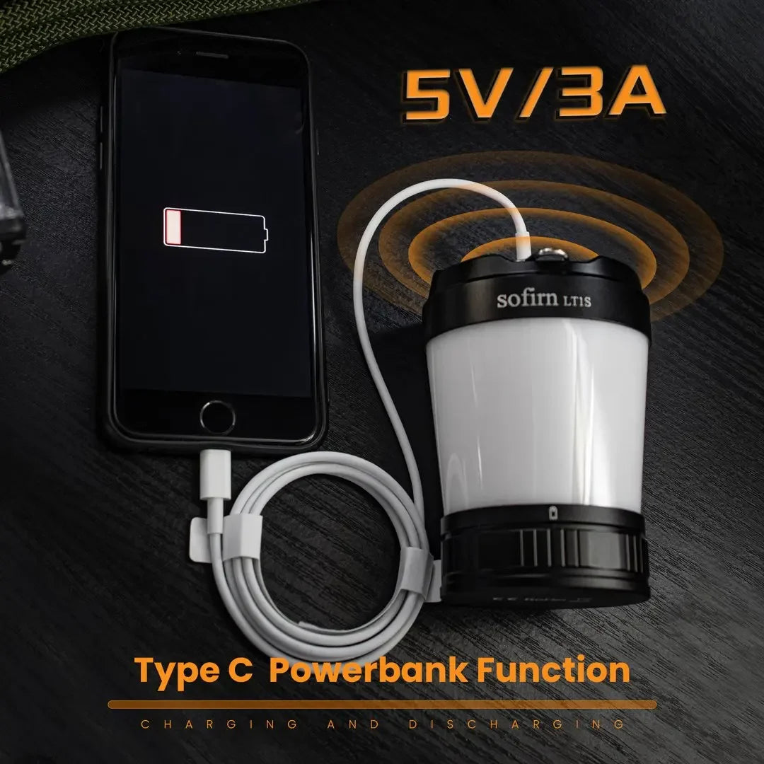Camping Light USB C 21700 Rechargeable Powerful Torch Portable Emergency Lantern 2700K-6500K with Reverse Charging