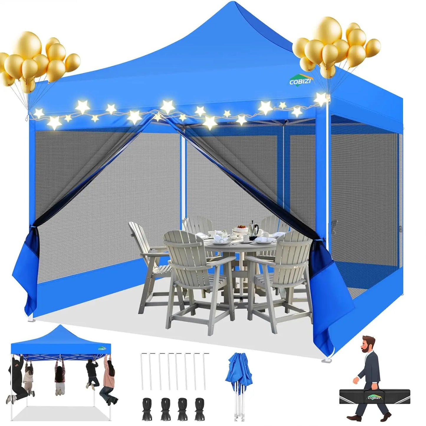 10x10 Heavy Duty Pop Up Canopy Tent with 4 Sidewalls Mosquito Netting Screen for Outdoor Camping Party Wedding Khaki,Custom