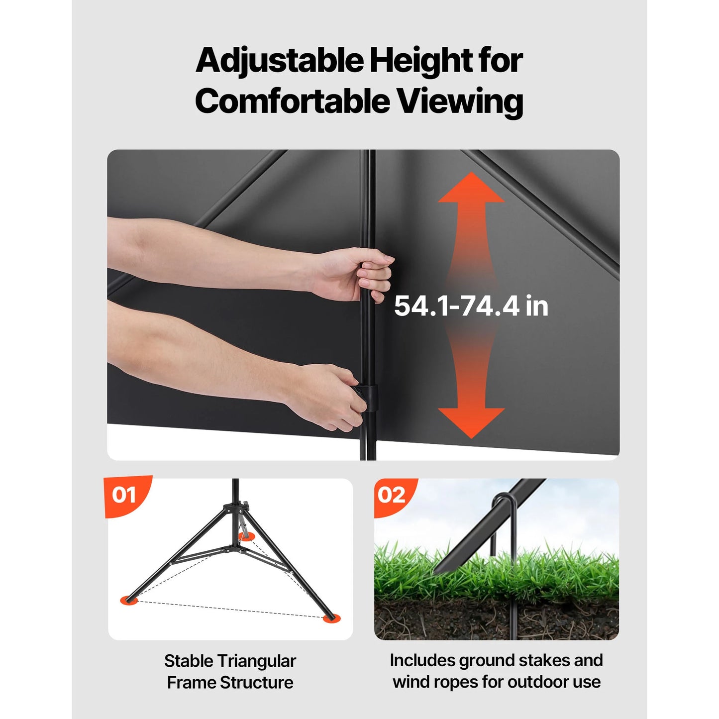 SucceBuy Projector Screen with Stand 80 Inch 160° Wide Angle Indoor Outdoor Projection Screen 16:9 4K HD Wrinkleless Portable Tripod Screens with Carry Bag for Movie Home Theater Office Presentation