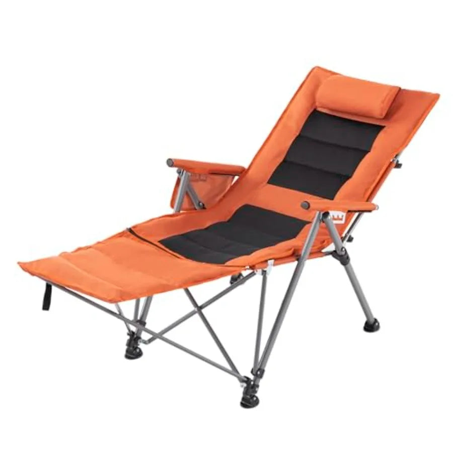 Portable Folding Camping Chair with Detachable Pillow Footrest Outdoor lightweight 5 positions adjustable beach chair foldable
