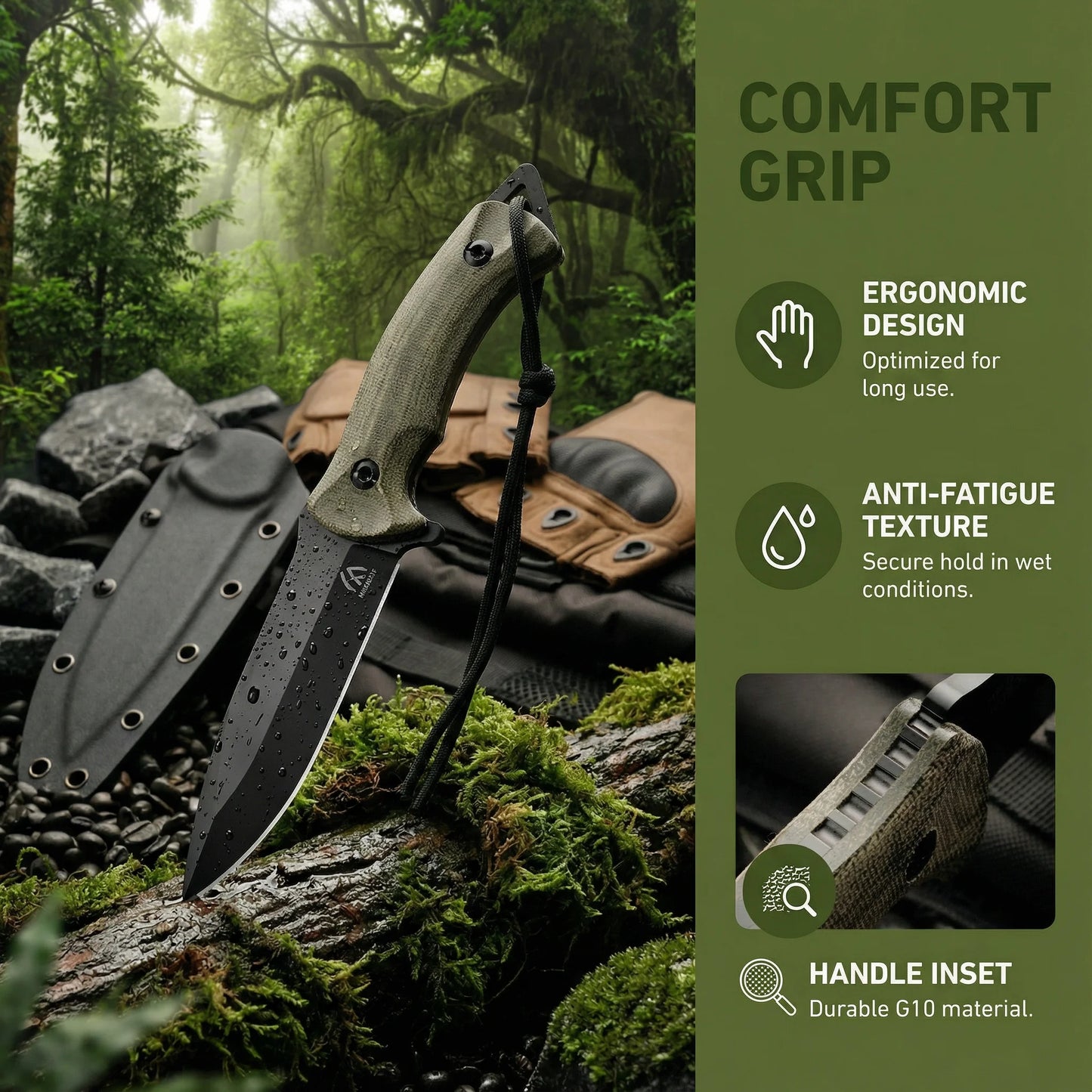 Men's High-Quality Steel Fixed Blade Knife Portable Emergency Hiking Outdoor Cutting Tool with Sheath