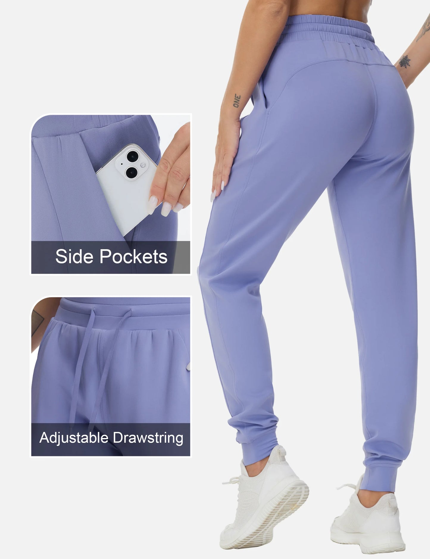 THE GYM PEOPLE Women's Workout Joggers Leggings Drawstring Running Lounge Sweatpants Tapered Pants with Pockets