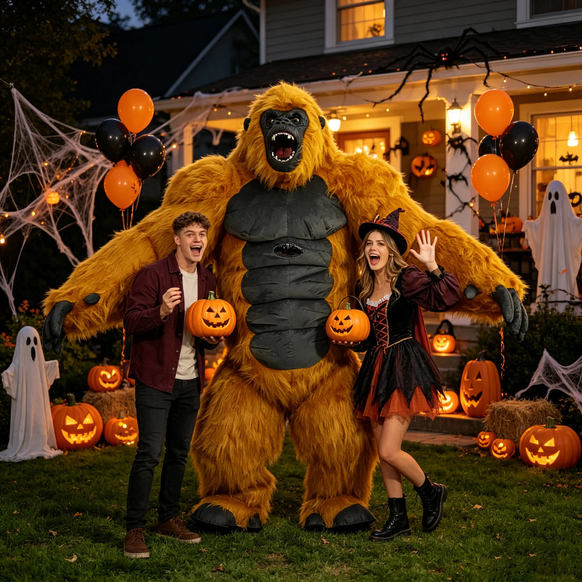 2.6M Inflatable KingKong Costume Gorilla Mascot Parade Adult Character Cosplay Birthday Halloween Party Event Plush Set