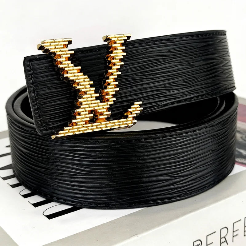 Men's Genuine Leather Belt, A New 26SS Summer Fashion Luxury Brand Belt, Featuring A French Wave Design. Perfectly Matches Men's Business Attire, Suitable for Both Casual and Fashionable Outfits. Unique in Concept, A Must-hav