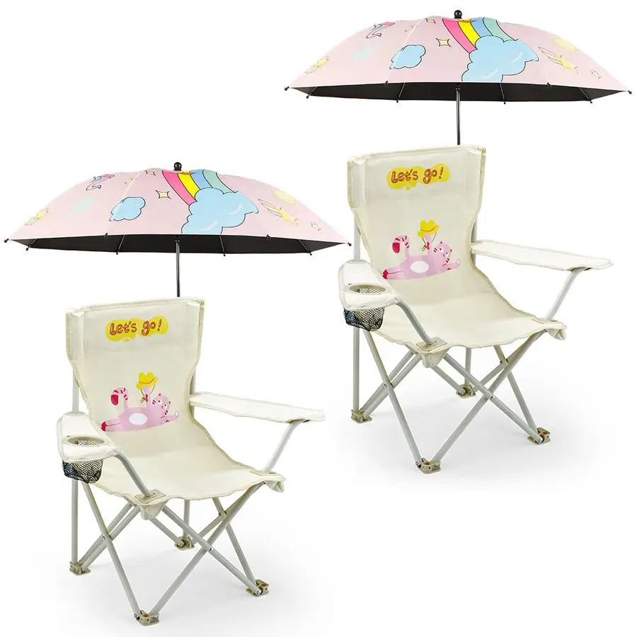 Pack Kids Camping Chair Kids Beach Chair with Umbrella Foldable Storage Cup Holder Durable, wearResistant, NonSlip, Lightweight