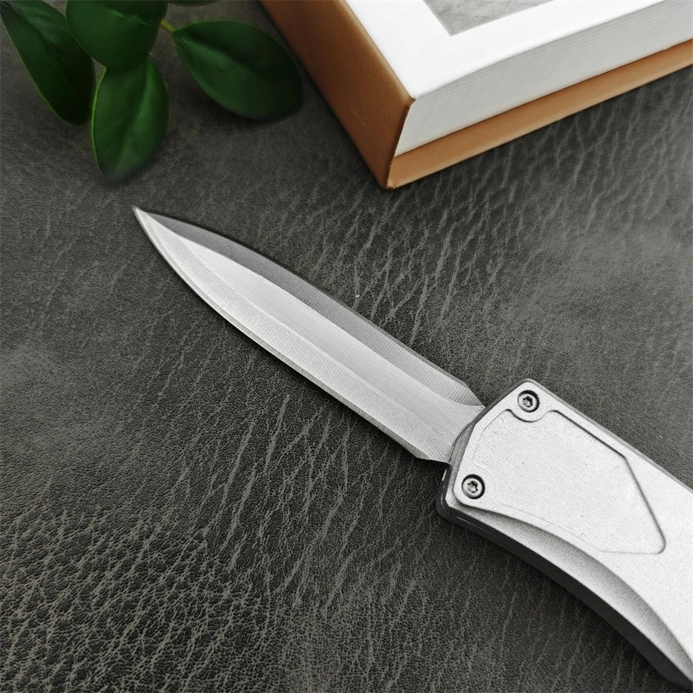 EDC Camping Survival Folding Knife 440C Blade Zinc Alloy Handle and Pocket Clip Outdoor Hunting Self-Defense Rescue Utility Tool