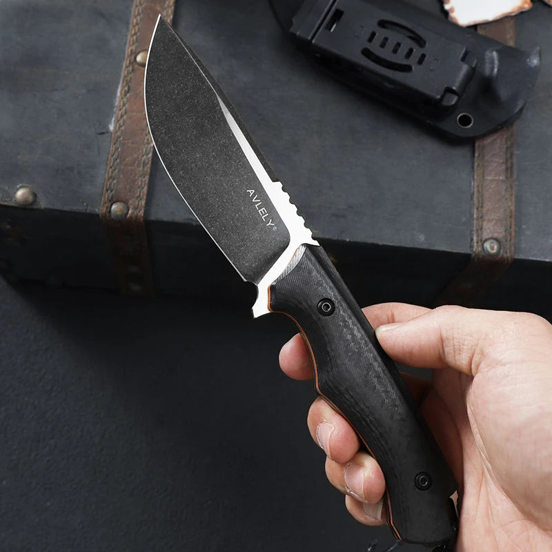 DC53 Steel Fixed-Blade Straight Knife, G10 Handle with K-Type Sheath, Outdoor, Camping, Hunting, Multi-Purpose Knife, Convenient EDC Tool for Everyday Carry