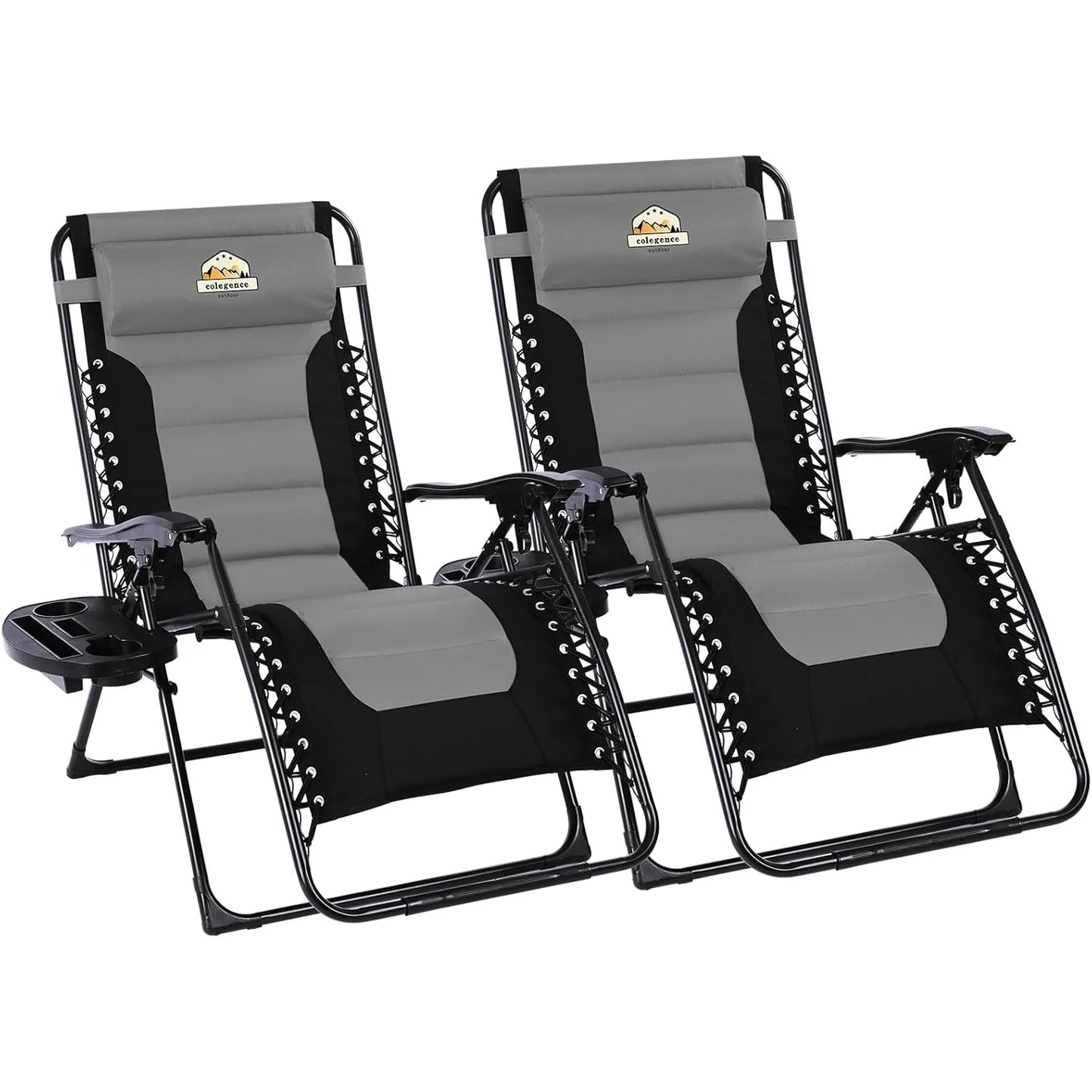 Extra Wide Zero Gravity Chairs Set of 2 Folding Recliner with Cup Holder for Outdoor Camping Yard Support 350 LBS