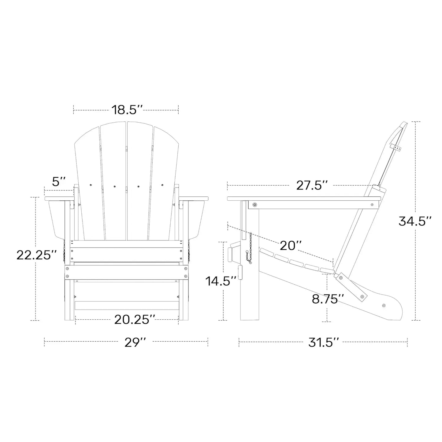 Outdoor Folding Poly Adirondack Chair (Set of 4), Orange, Customized