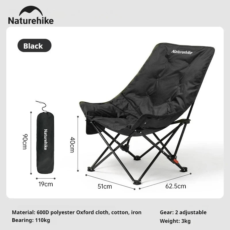 Naturehike High Back Moon Chair Camping Outdoor Fishing Folding Adjustable Lounge Chair Portable Picnic Garden Leisure Seat