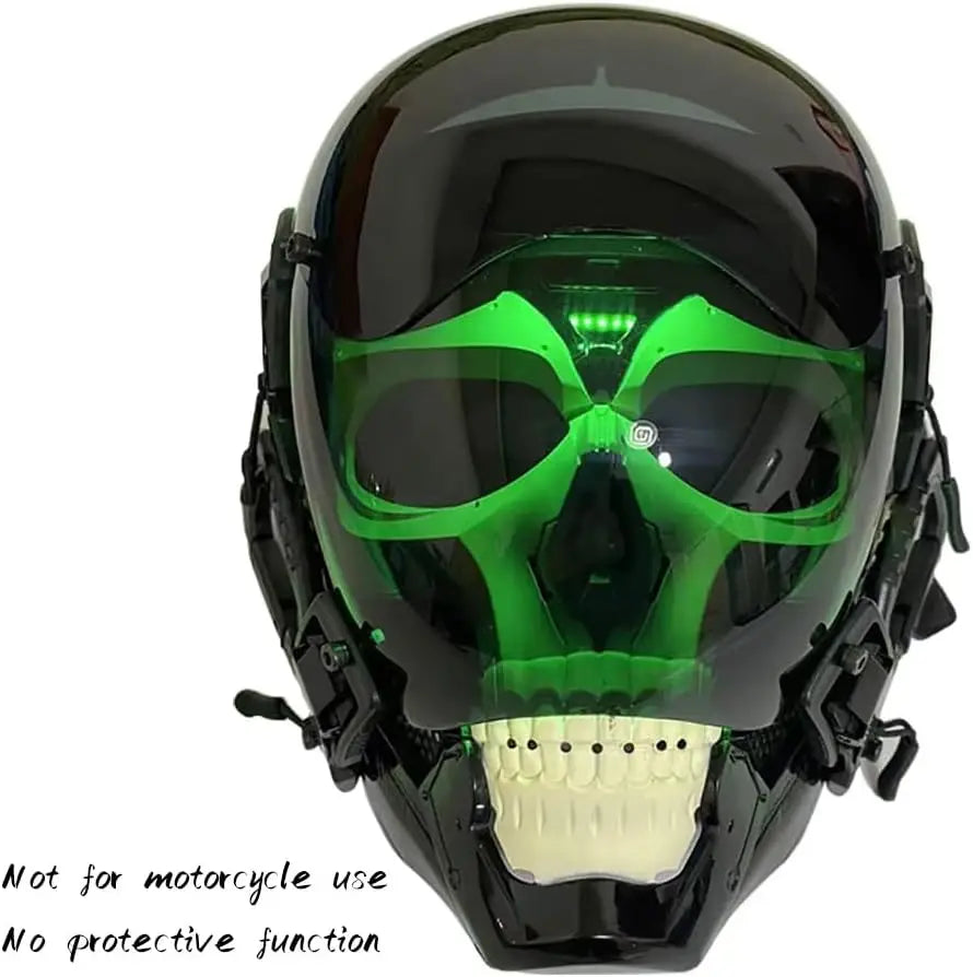 Robot Punk Cosplay Helmet Prop – Costume/Display Only – Not for Motorcycle Use – Halloween Mech Mask Party Role Play (Green)