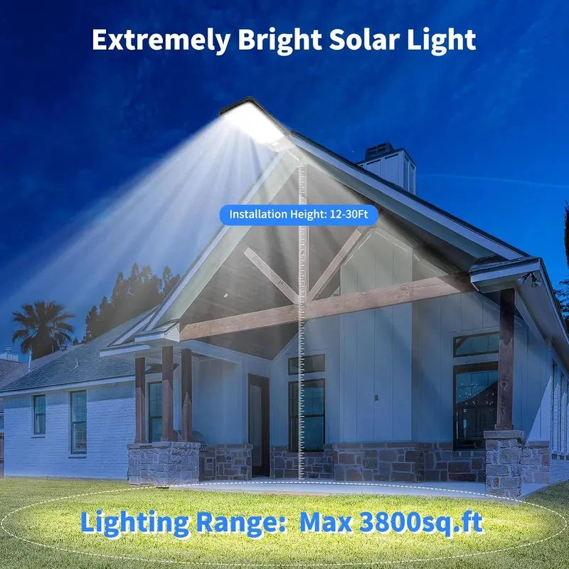Solar Security Light Outdoor, Solar Street Light with Motion Sensor, Dusk to Dawn Auto Lighting, IP66 Waterproof LED Solar Powered Light for Yard Garden Driveway Porch Area Lighting,