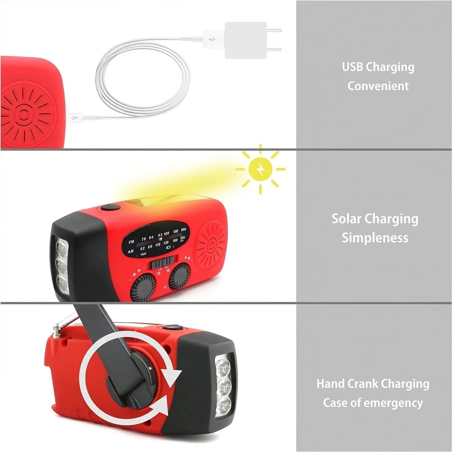 Portable Solar Hand Crank Emergency Radio 2000mAh Power Bank FM AM NOAA Weather Alert LED Flashlight Survival Kit Hurricane Supplies Emergency Preparedness for Home Blackout Severe Weather Camping Outdoor