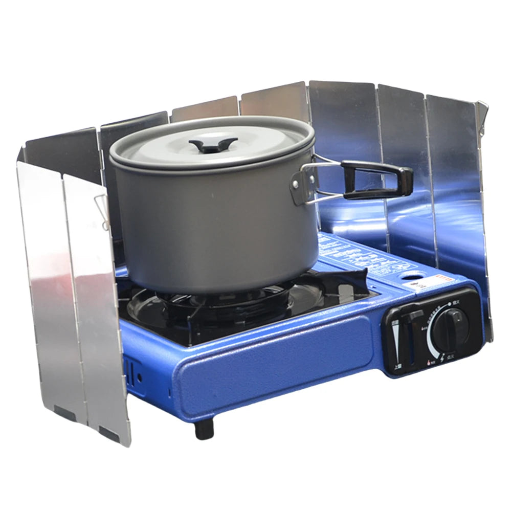 10 Plates Foldable Camping Picnic Cooking Burner Windproof Screen Gas Stove Wind Shield Aluminum Ultralight Outdoor Wind Shield