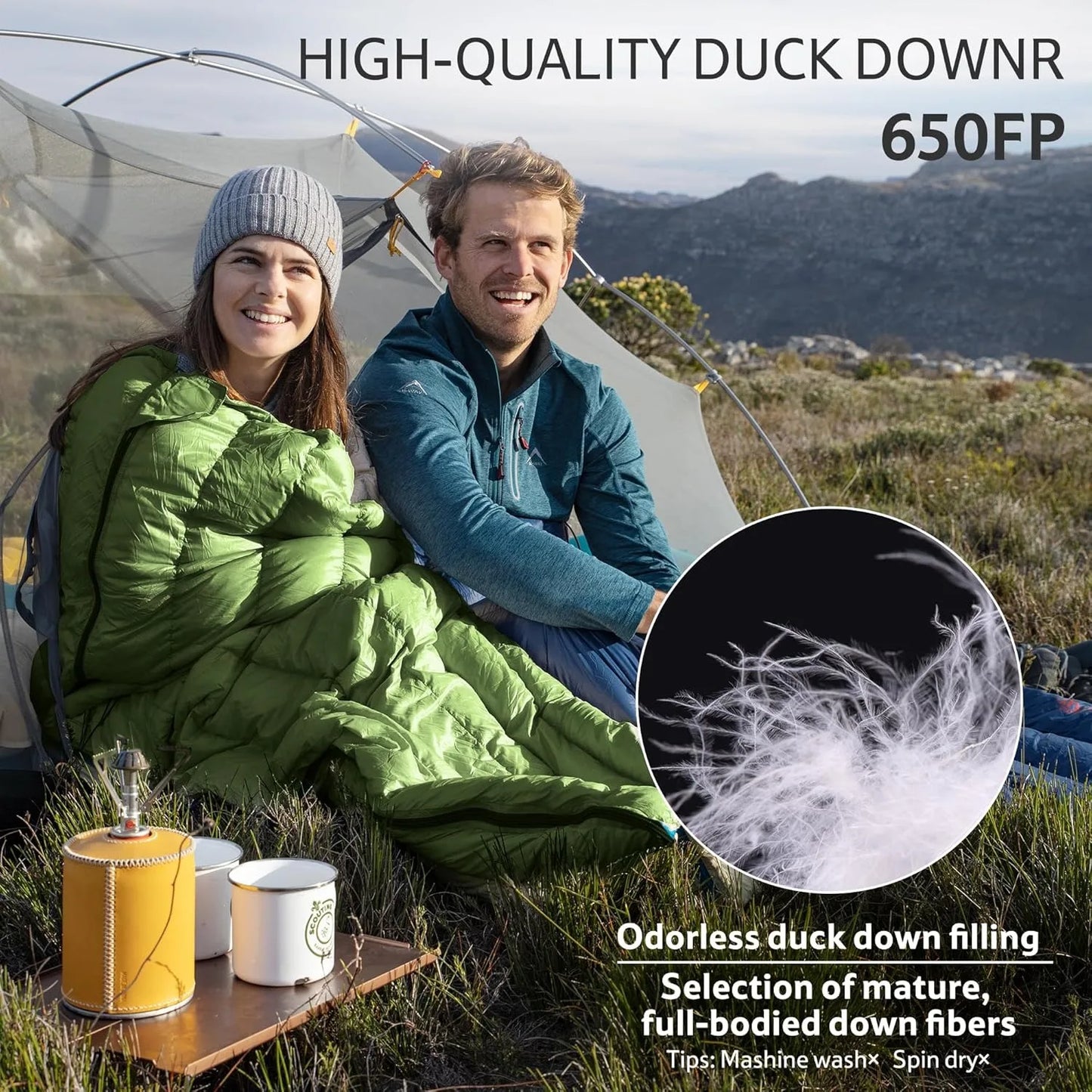 Naturehike Ultralight Backpacking Duck Down Sleeping Bag for Adults Warm Splicable Double Quilt 2 Person Sleeping Bags for Hiking Camping 3 Seasons