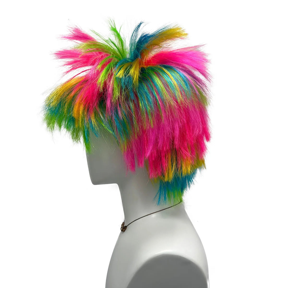 Rainbow Spiky Wig Synthetic Short Fluffy Messy Punk Rock Multi Color Costume Wig Halloween Cosplay Party Carnival 80s Retro