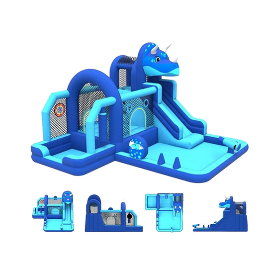 Water Bounce House with Slide for Kids, Inflatable Bouncy Castle Jumping Space Ball Pit Swimming Pool for House Party Birthday