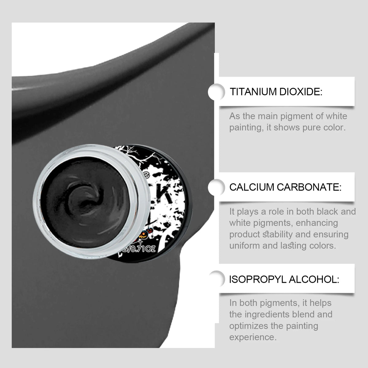 Eelhope Halloween Black White Body Paint Professional Face Body Art Makeup Smudge Proof Waterproof Body Paint for Costume Party