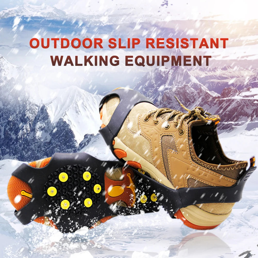 10 Teeth Climbing Crampons Anti-Slip Winter Ice Claws Unisex Mountaineering Cleats Walking Hiking Accessories