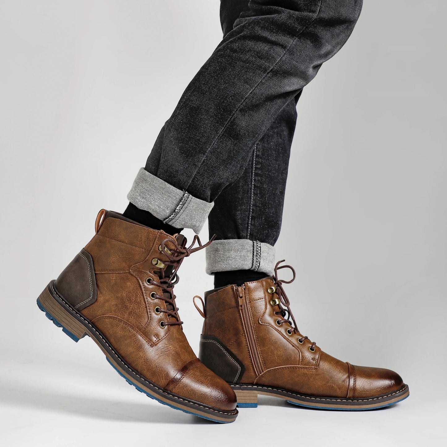 Size 8-13 Retro Men Boots 2026 Fashion Comfortable Spring Leather Boots