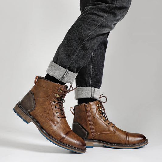 Size 8-13 Retro Men Boots 2026 Fashion Comfortable Spring Leather Boots