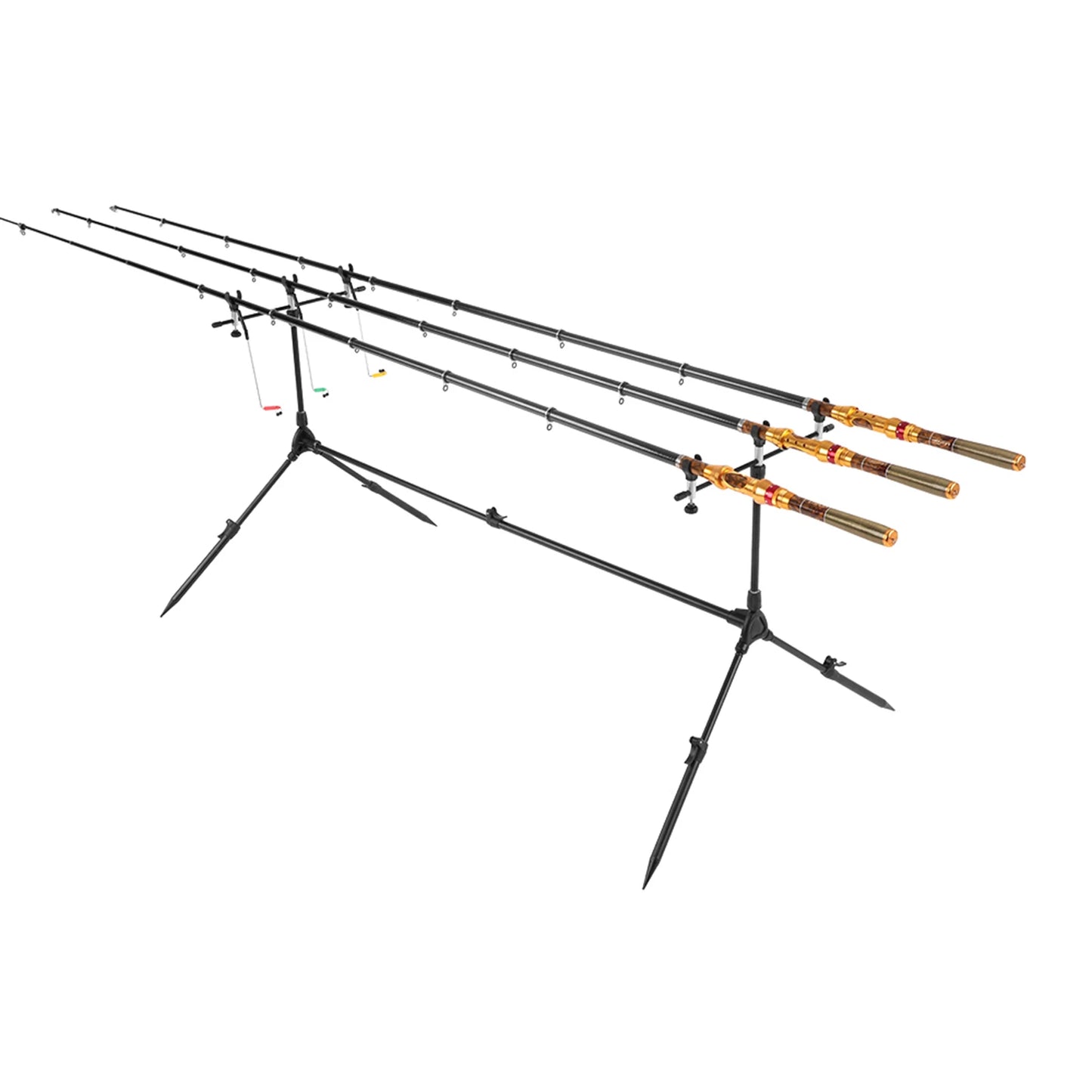 NEW Lixada Adjustable Retractable Carp Fishing Rod Pod Stand Holder Fishing Pole Pod Stand with 3 Bite Alarms Swingers Indicator