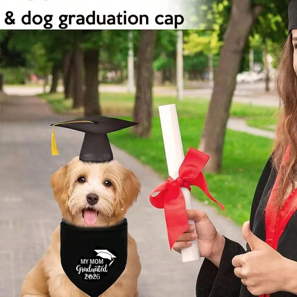 Pet Graduation Hat Set with Fringe and Cute Pet, Adjustable Dog Cat Graduation Cap, Pet Graduation Costume Accessory, Party Supplies