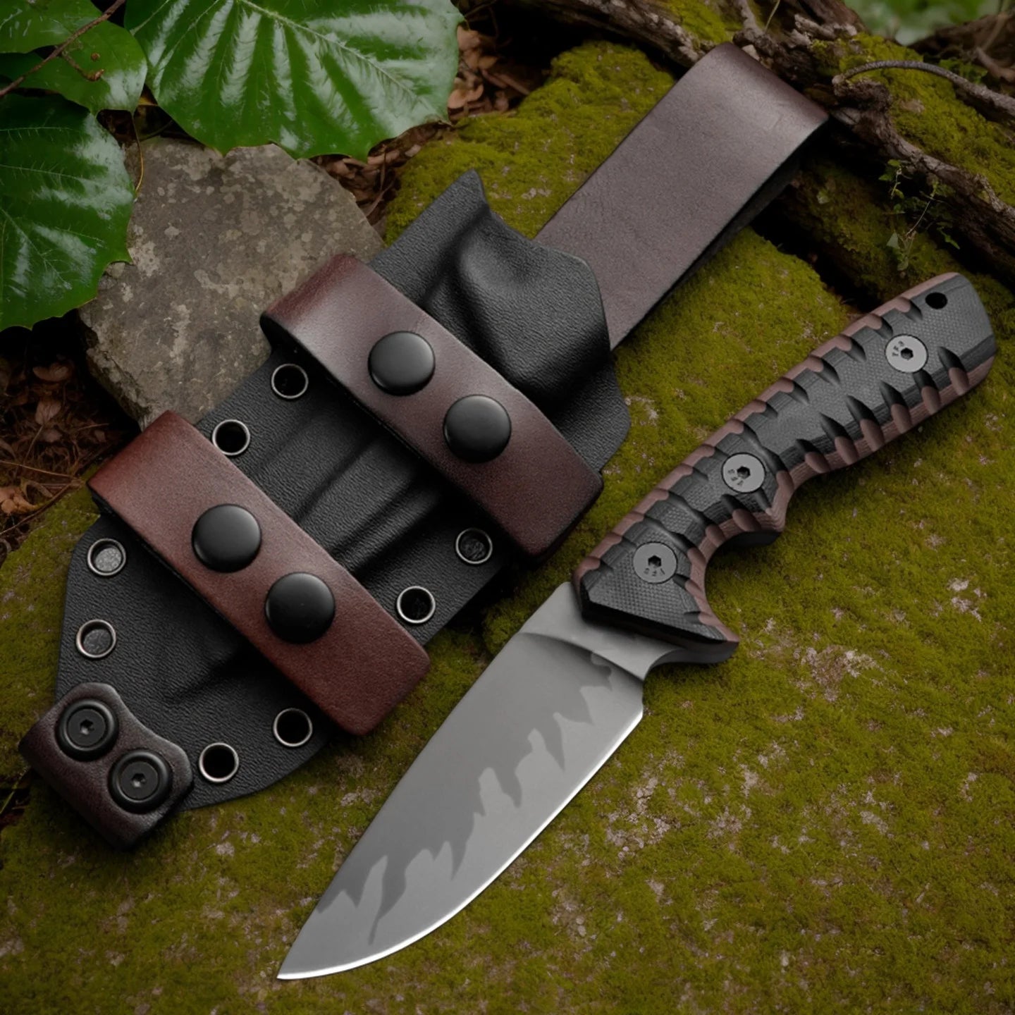High end stainless steel outdoor straight knife anti slip handle, daily carry on EDC tool, outdoor portable precision multi-functional cutting tool, overseas warehouse straight hair